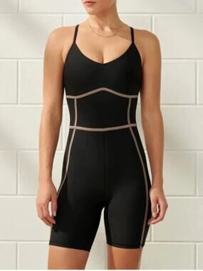 Abercrombie & Fitch YPB Black Sculptlux Active Romper Women's Size Medium